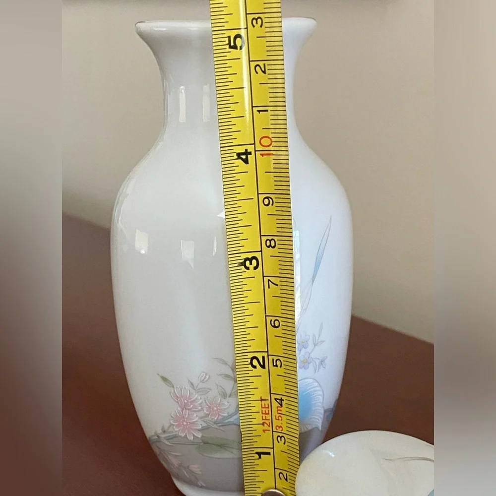 🩷 Russ Berrie & Co Japan set of 2 Calla Lilies Vase & Heart Shaped Trinket Box
